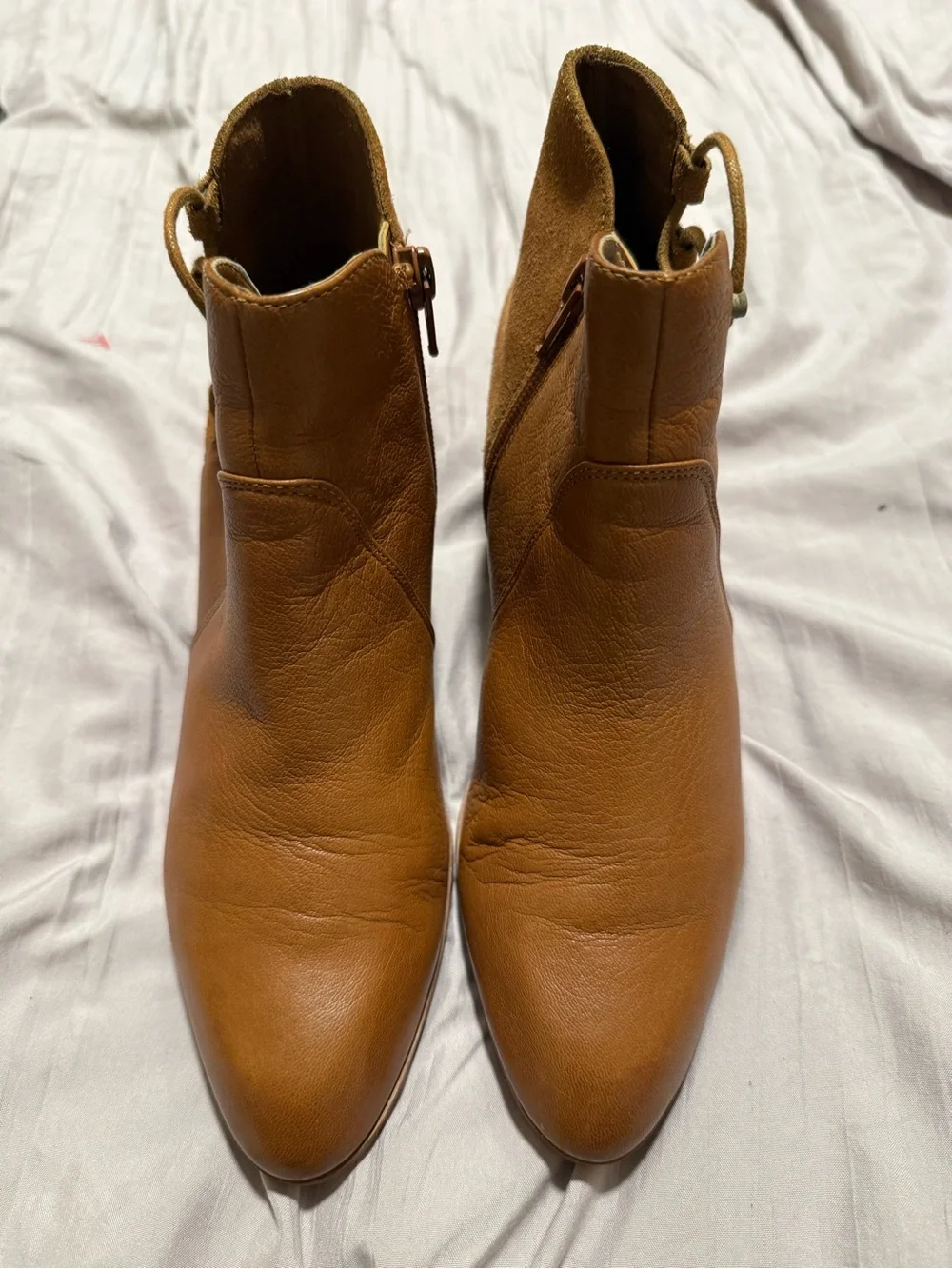 Women’s Aldo Tan Leather Block Heel Ankle Boot